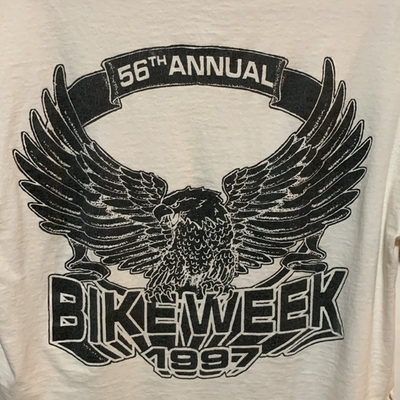Rare Custom Fringe 1997 Daytona Bike Week Bald Eagle Vintage Cotton Tee Shirt - Picture 8 of 13